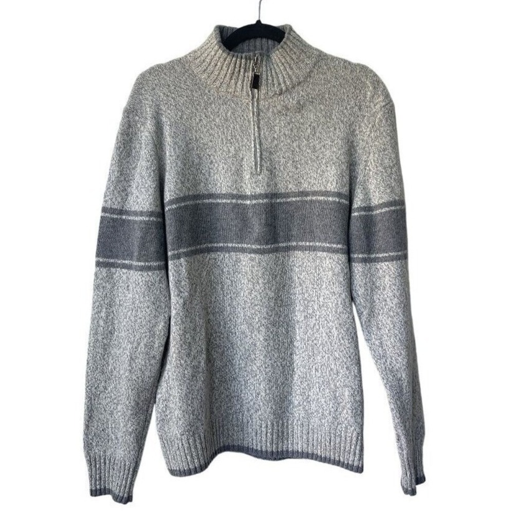 Daniele Blasi Mens Wool Mock Neck Quarter Zip Sweater Size L Colorblock Striped